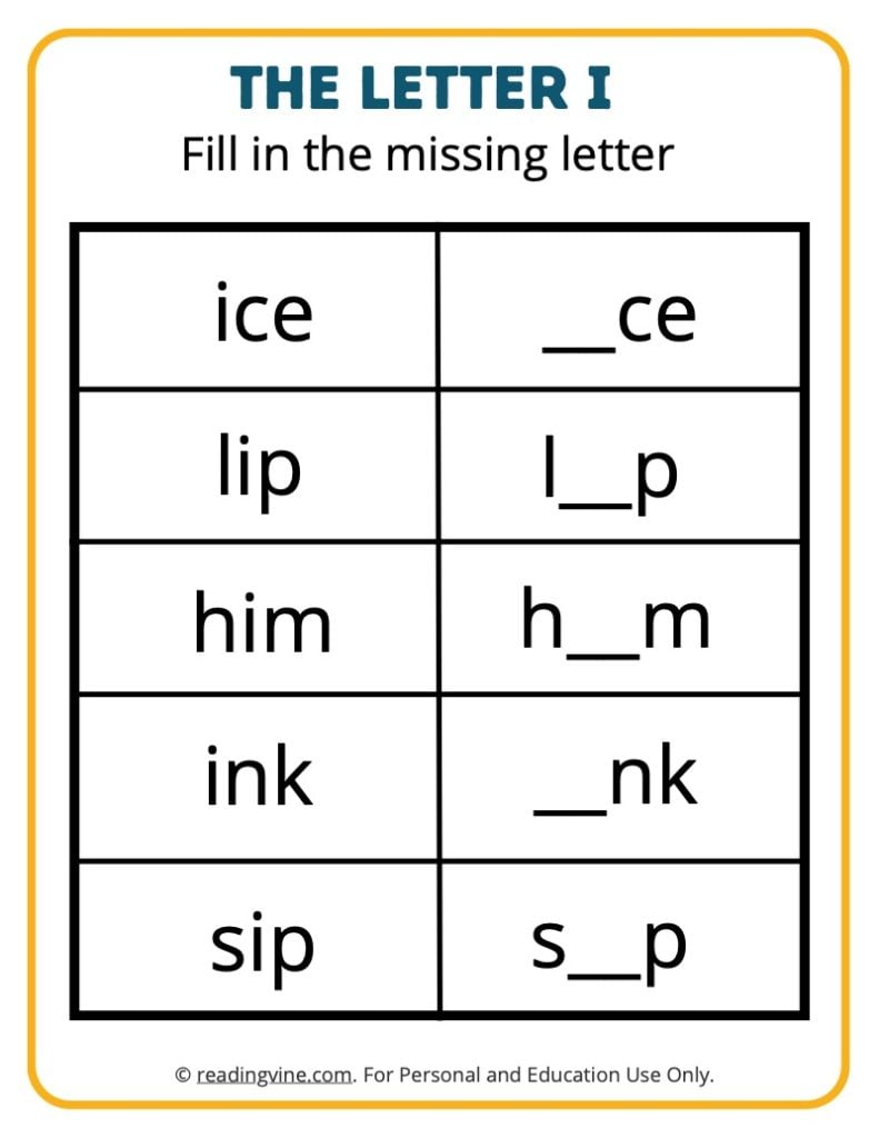 Fill in the Missing I