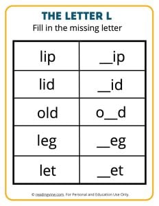 Fill in the Missing L