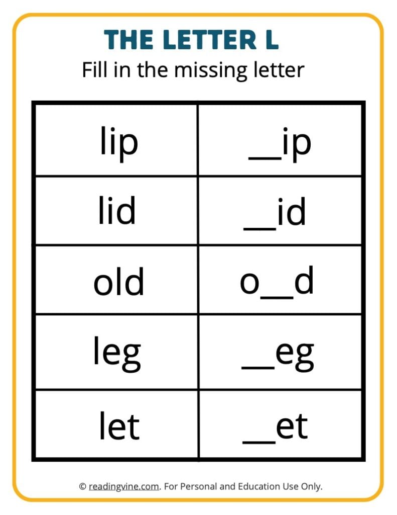 Fill in the Missing L