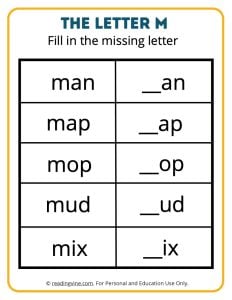 Fill in the Missing M