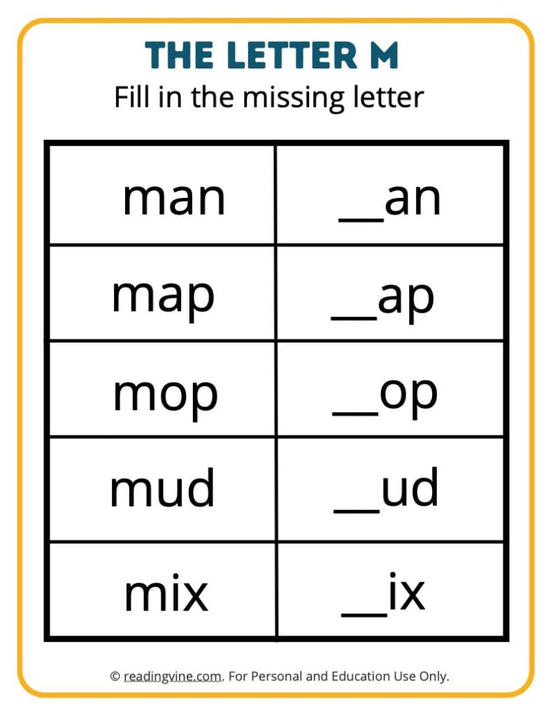Fill in the Missing M