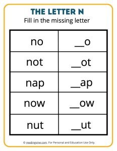 Fill in the Missing Letter N