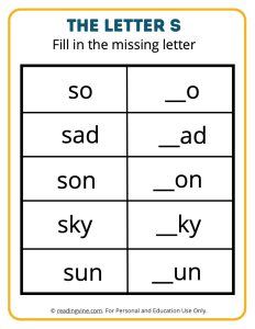 Fill in the Missing Letter S