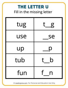 Fill in the Missing Letter U