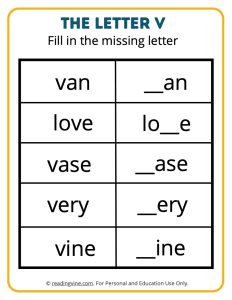 Fill in the Missing Letter V