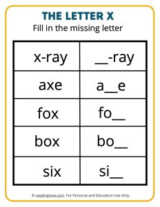 Fill in the Missing Letter X