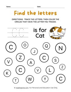 Find and Color the Uppercase Letter C Worksheets