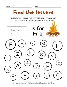 Find and Color the Uppercase Letter F Worksheets
