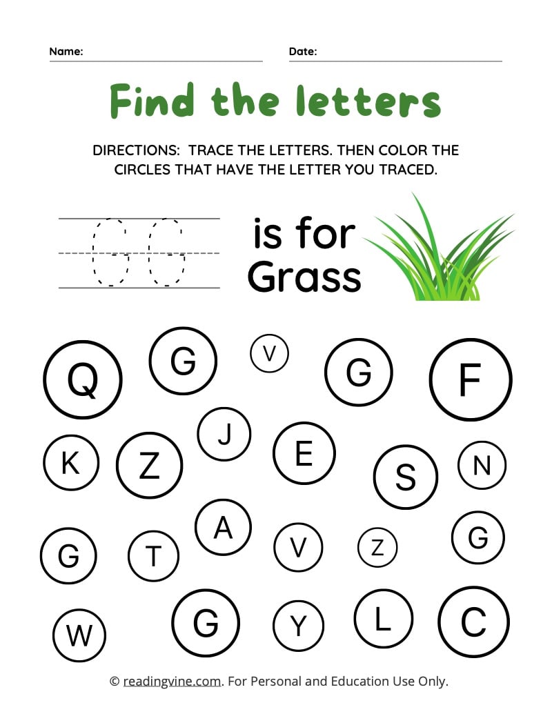 Find and Color the Uppercase Letter G Worksheet