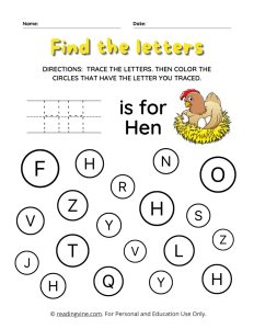 Find and Color the Uppercase Letter H Worksheet