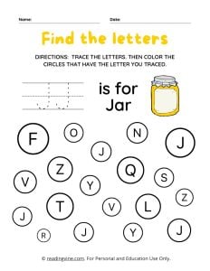 Find and Color the Uppercase Letter J Worksheet