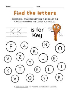 Find and Color the Uppercase Letter K Worksheet