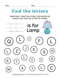 Find and Color the Uppercase Letter L Worksheet