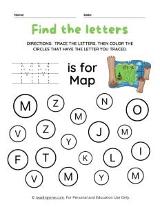Find and Color the Uppercase Letter M Worksheet