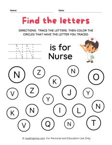 Find and Color the Uppercase Letter N Worksheet