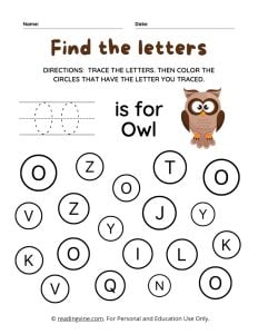 Find he Uppercase Letter O Worksheet