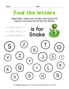 Find and Color the Uppercase Letter S