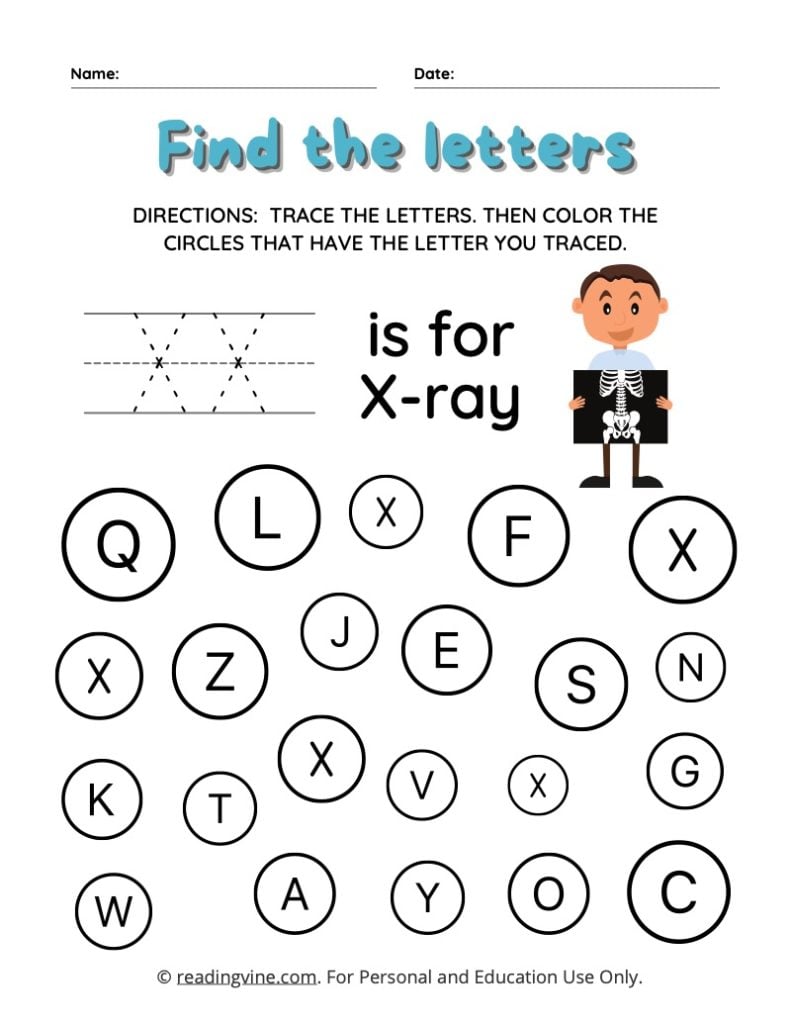 Find and Color the Uppercase Letter X