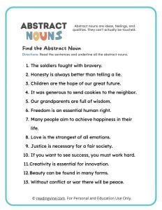 Find the Abstract Noun Activity