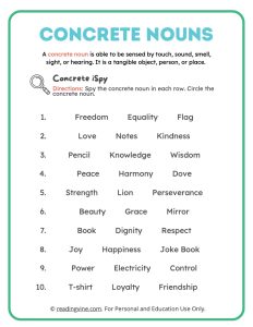 Find the Concrete Nouns iSpy Activity