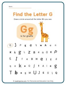 Find the Letter G Worksheet