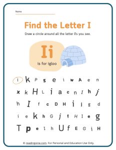 Find the Letter I Worksheet