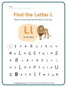 Find the Letter L Worksheet