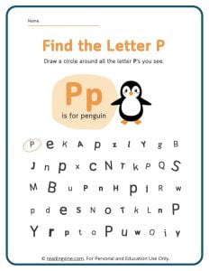 Find the Letter P Worksheet