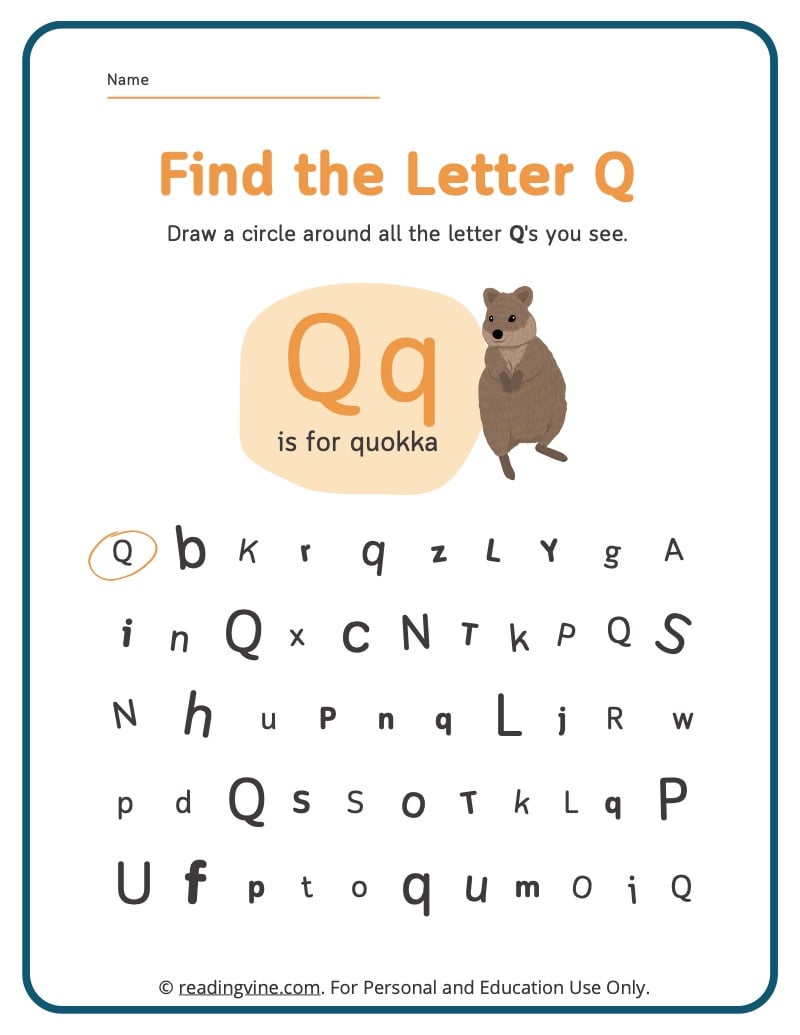 Find the Letter Q Activity