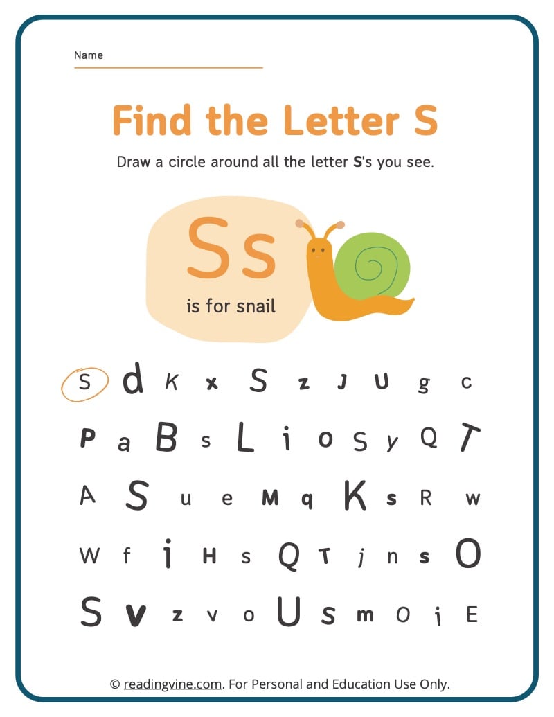 Find the Letter S Activity Page