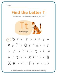Find the Letter T Worksheet