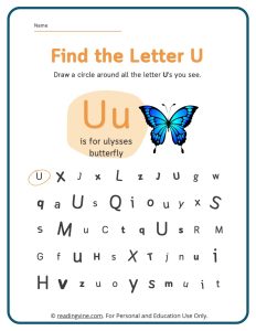 Find the Letter U Worksheet