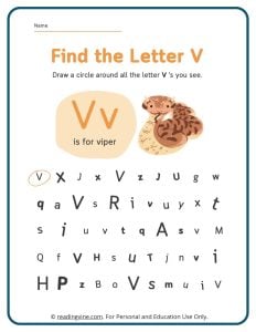 Find the Letter V Worksheet