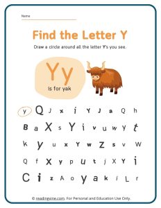 Find the Letter Y Activity