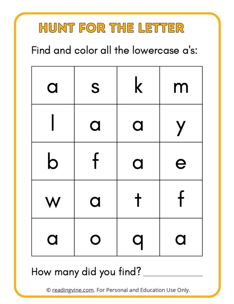 Hunt for the Lowercase Letter A