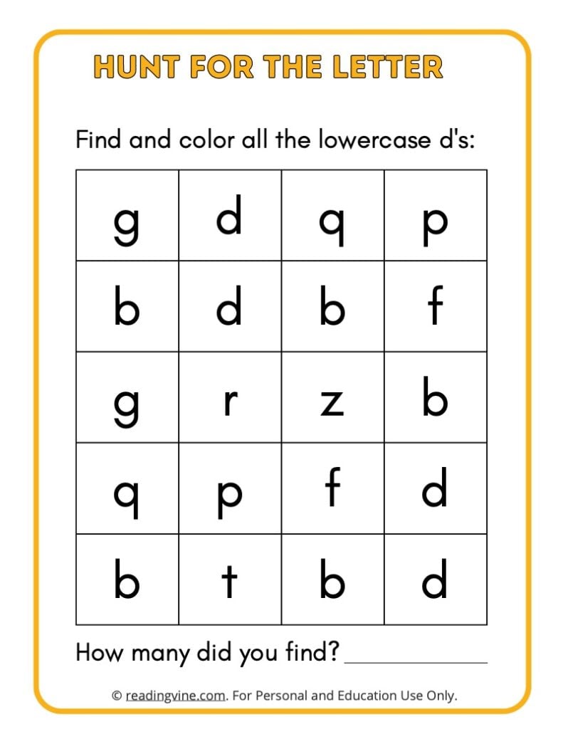 Hunt for the Lowercase Letter D