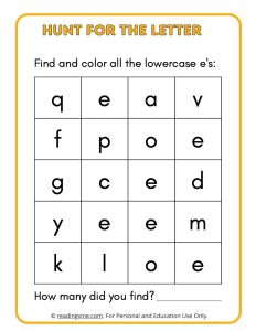 Hunt for the Lowercase Letter E