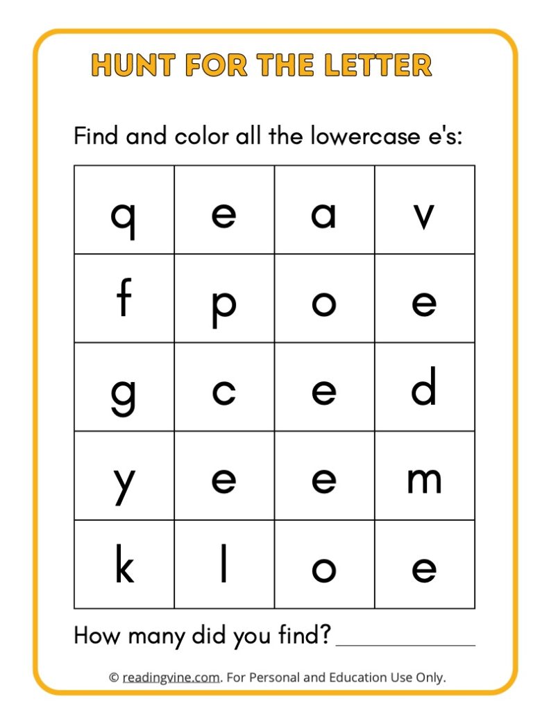 Hunt for the Lowercase Letter E