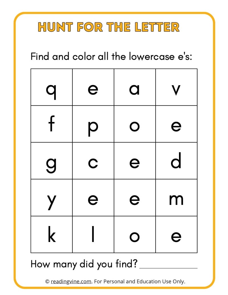 Hunt for the Lowercase Letter E