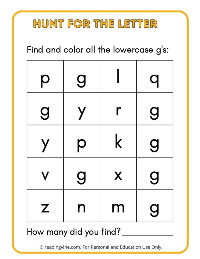 Hunt for the Lowercase Letter G