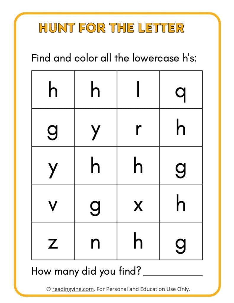Hunt for the Lowercase Letter H
