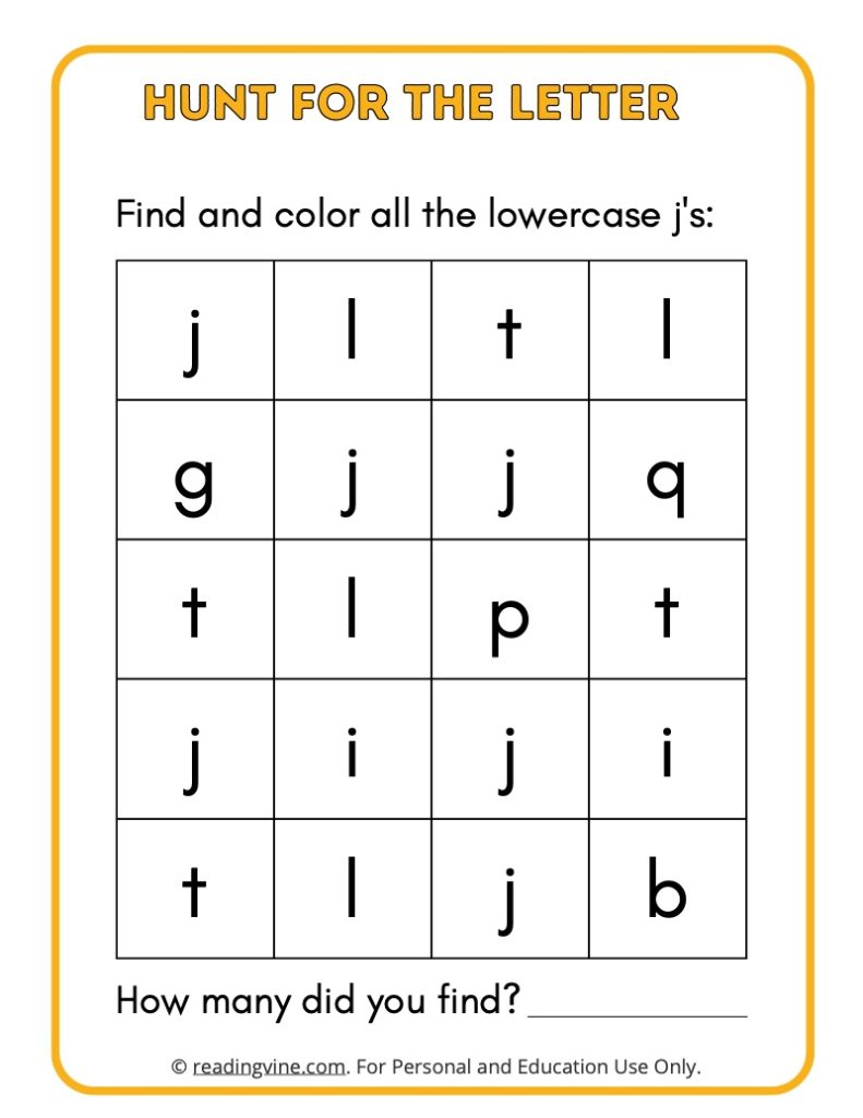 Preschool letter worksheet J