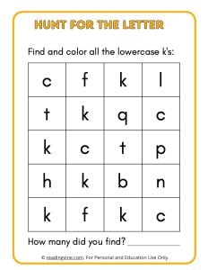 Hunt for the Lowercase Letter K