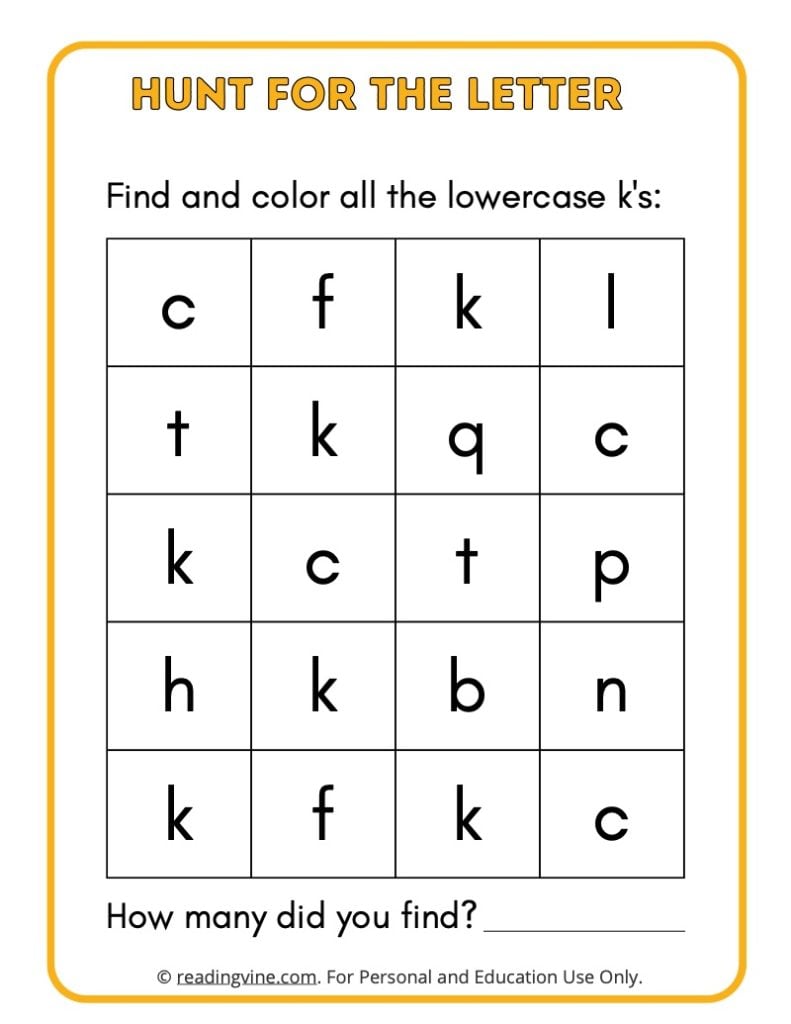 Hunt for the Lowercase Letter K