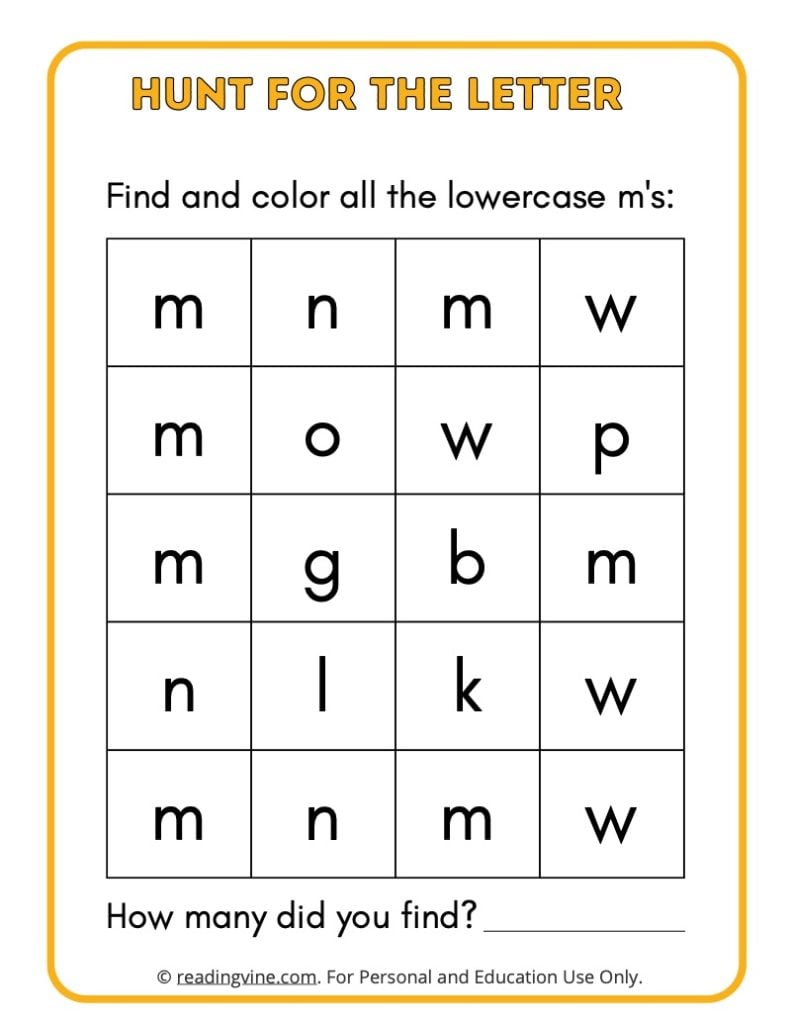 Hunt for the Lowercase Letter M