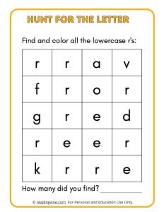 Hunt for the Lowercase Letter R