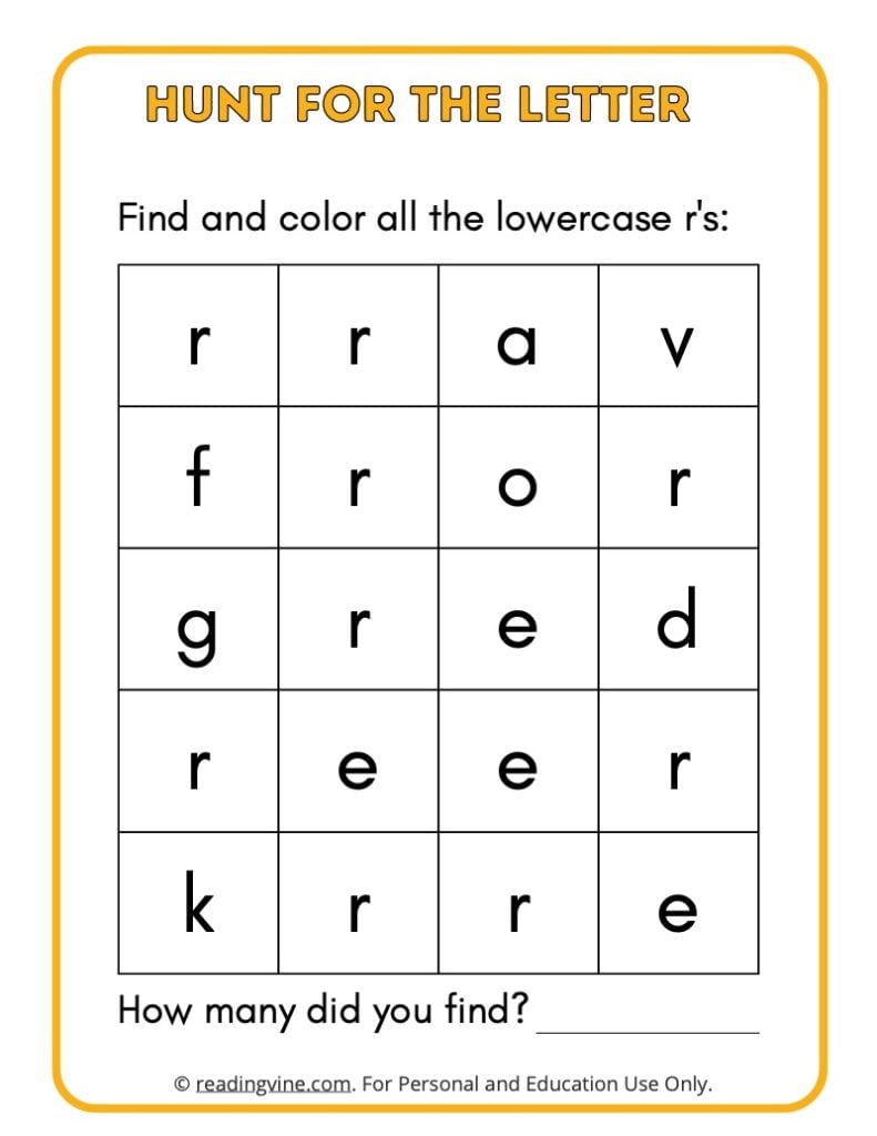 Hunt for the Lowercase Letter R