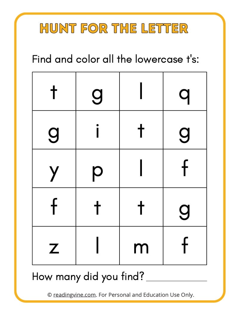 Hunt for the Lowercase Letter T