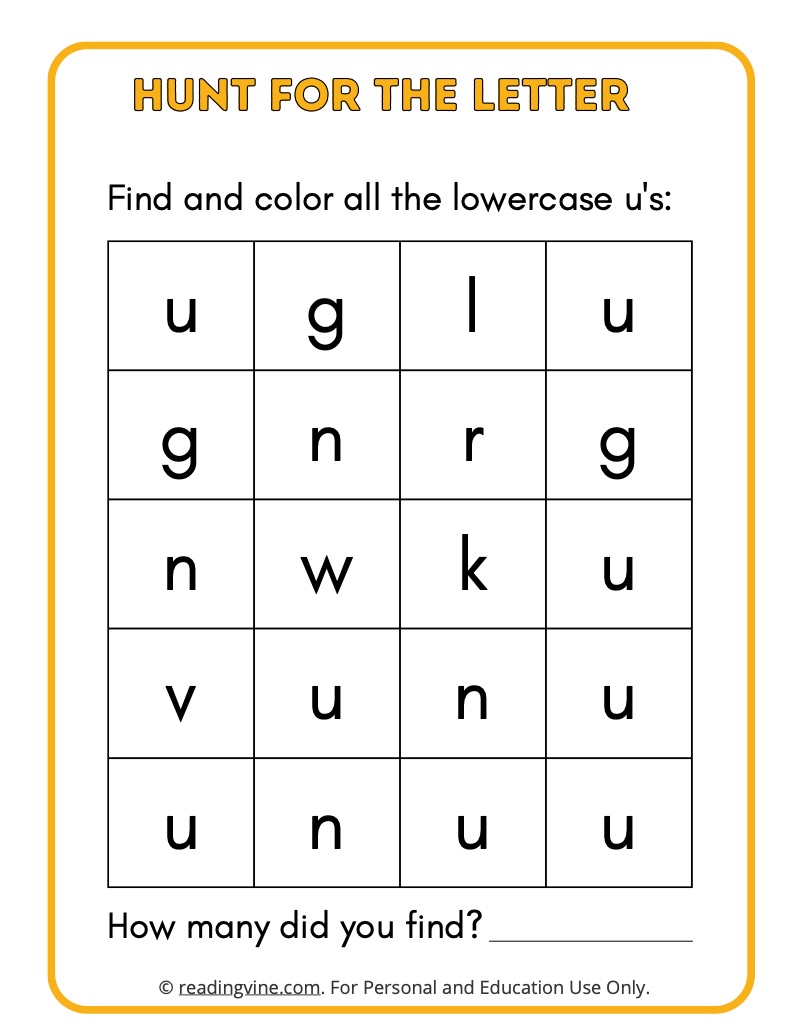 Hunt for the Lowercase Letter U