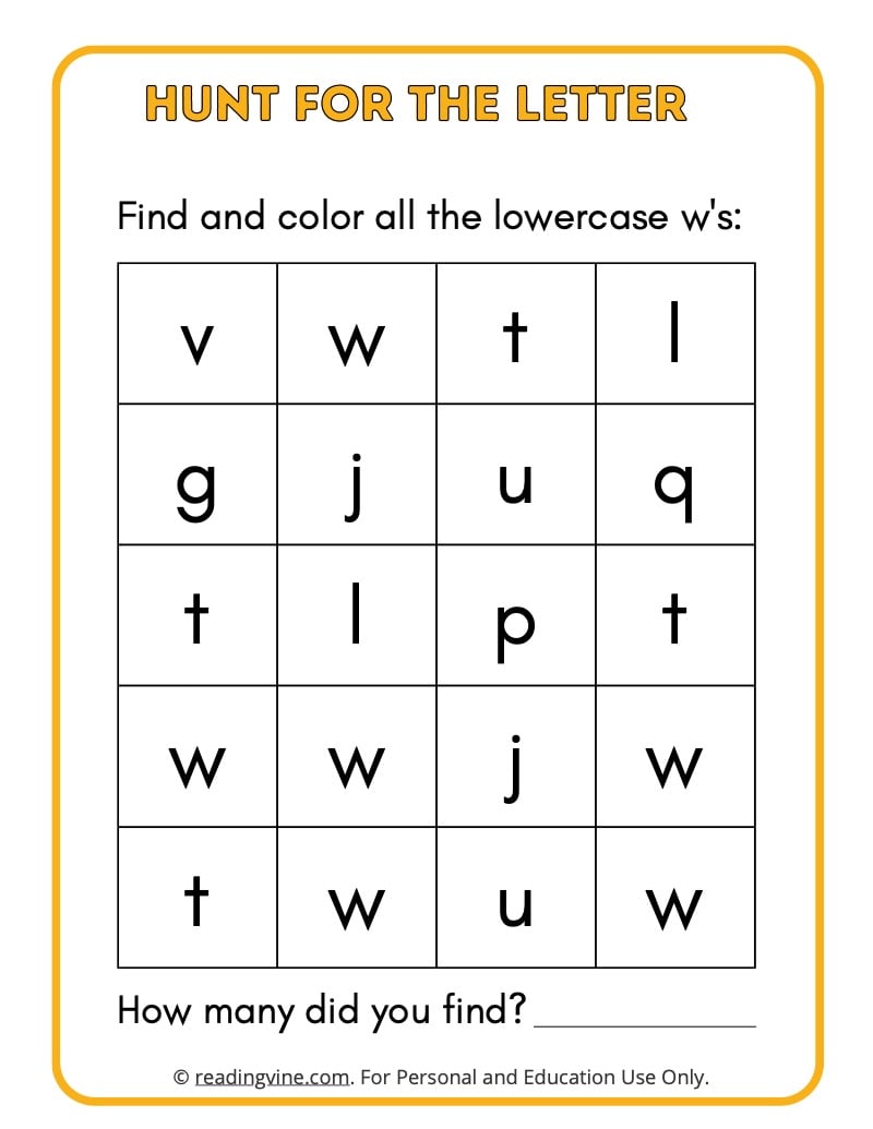 Hunt for the Lowercase Letter W